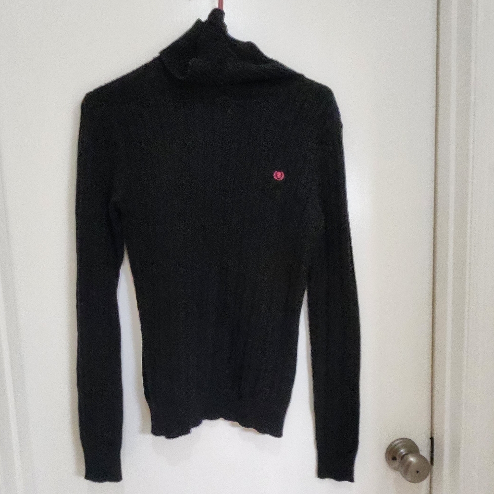 Izod Red Fitted Embroidered Logo Turtleneck Knit Sweater Size Small